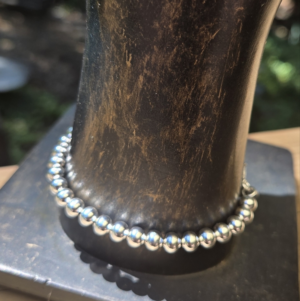 Sterling Silver 925 Ball Bracelet 8" - Picture 4 of 10